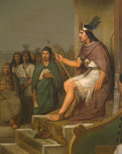 Discovery of Pulque, (detail) by José María Obregón